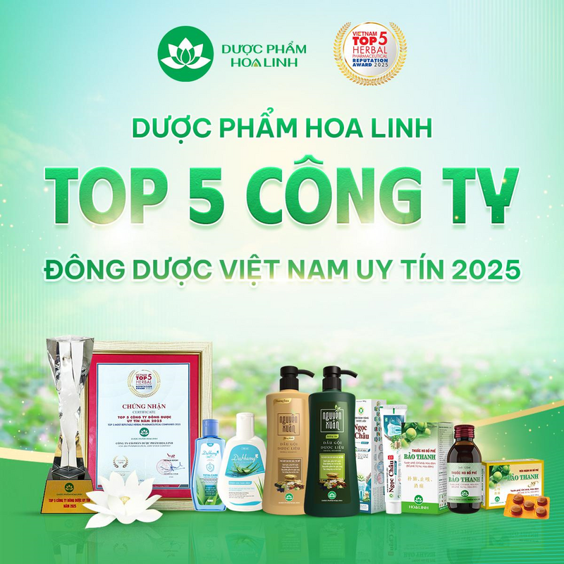 Dược phẩm Hoa Linh năm thứ 4 được xướng tên trong Top 5 Công ty Đông dược uy tín Việt Nam.
