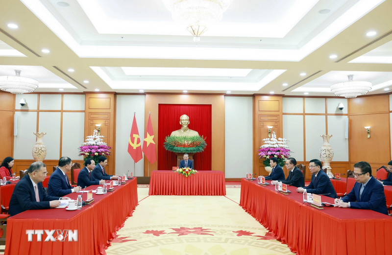 Quang cảnh cuộc điện đàm. Ảnh: Thống Nhất/TTXVN