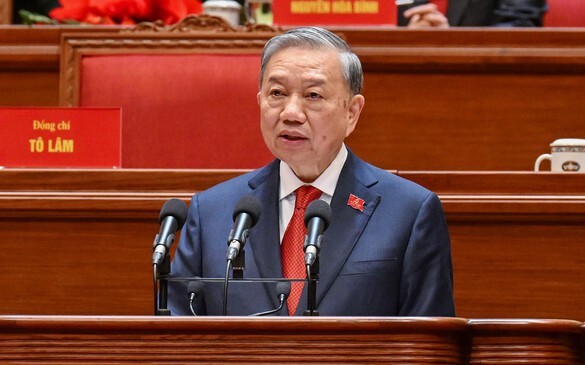 Đồng chí Tô Lâm - Tổng Bí thư Ban Chấp hành Trung ương Đảng Cộng sản Việt Nam đọc Diễn văn bế mạc Đại hội đại biểu toàn quốc lần thứ XIV của Đảng.