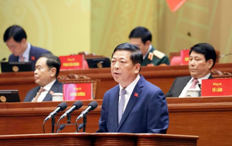 Bộ trưởng Bộ Xây dựng Trần Hồng Minh tham luận tại Đại hội XIV của Đảng.