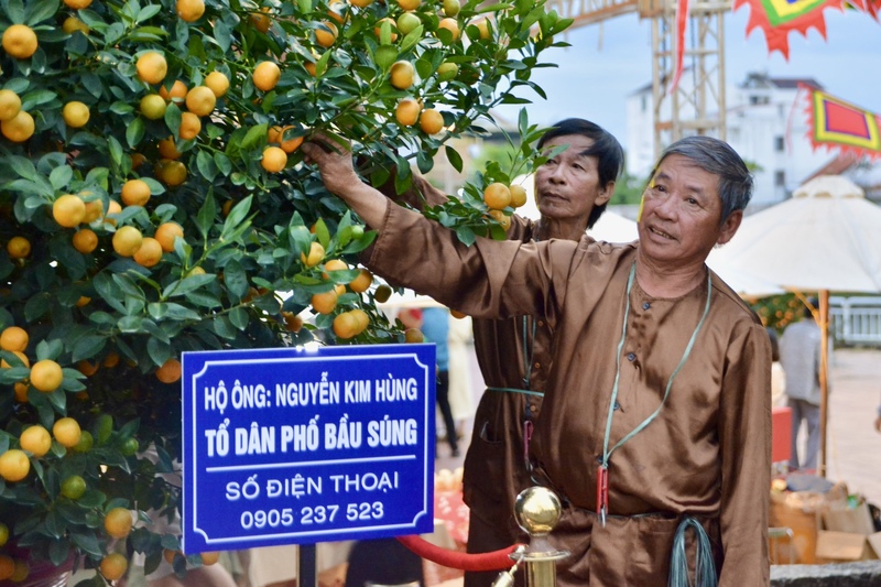 Các nghệ nhân chia sẻ quy trình tạo dáng, chăm sóc với quan khách có niềm đam mê cây cảnh. Ảnh: Ngọc Thảo
