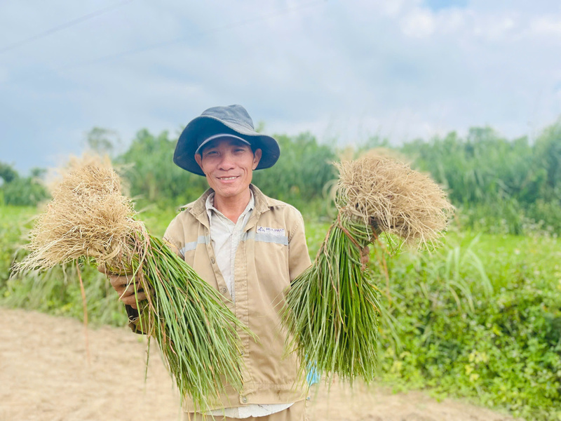 Niềm vui được mùa hiện lên nét mặt của người nông dân. Ảnh: Nguyễn Dương