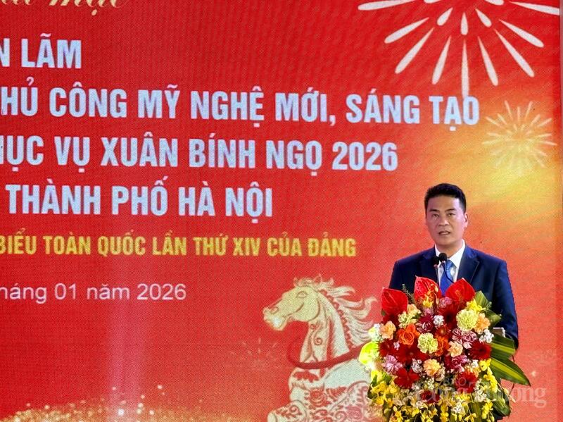 Ông Nguyễn Đình Thắng - Phó Giám đốc Sở Công Thương Hà Nội phát biểu khai mạc sự kiện. Ảnh: N.H