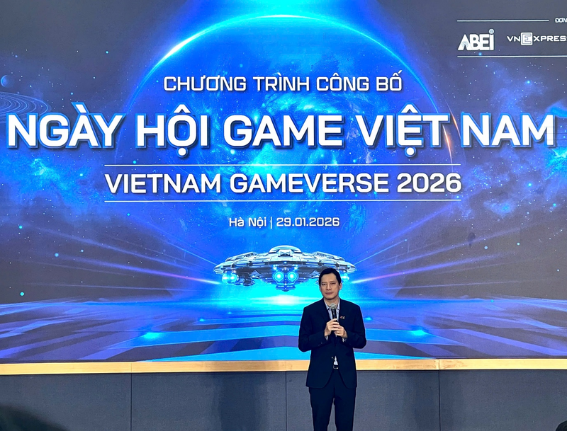 Ông Lê Quang Tự Do - Cục trưởng Cục Phát thanh, truyền hình và Thông tin điện tử - phát biểu tại lễ công bố Vietnam GameVerse 2026. Ảnh: Mai Linh