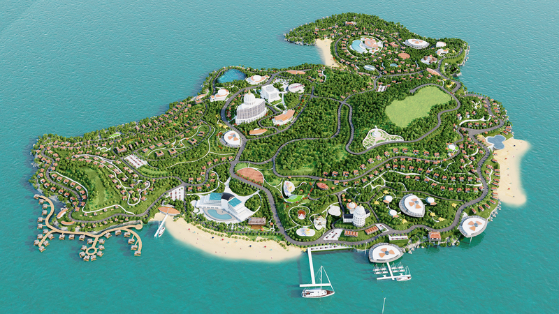Phối cảnh dự án Khu du lịch nghỉ dưỡng cao cấp Cù Lao Mái Nhà có tổng mức đầu tư gần 5.000 tỷ đồng, do Tập đoàn Xuân Thiện đầu tư. Ảnh: Minh Nguyệt