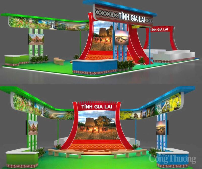 Phối cảnh gian hàng quảng bá của tỉnh Gia Lai tại Hội chợ Mùa Xuân lần thứ nhất 2026.