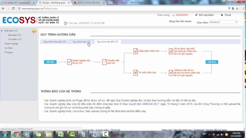 Chuyển đổi từ phương thức cấp C/O truyền thống sang hệ thống điện tử eCoSys được cộng đồng doanh nghiệp đánh giá là bước đi đúng và trúng của cơ quan quản lý. Ảnh chụp màn hình