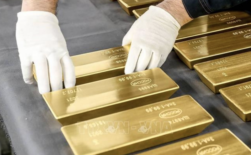 Giá vàng thế giới vừa có phiên giảm mạnh. Ảnh minh họa: TTXVN