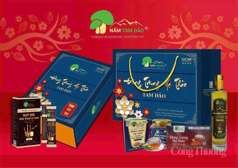 Các sản phẩm phong phú từ đông trùng hạ thảo của Hợp tác xã Nấm Tam Đảo.