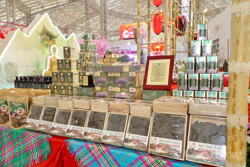 Các gian hàng địa phương trưng bày sản phẩm tiêu biểu, đặc sản vùng miền và sản phẩm OCOP. Ảnh: Quỳnh Trang