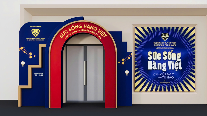 Không gian trưng bày, livestream “Sức sống hàng Việt” (Ảnh: Cục Quản lý và Phát triển thị trường trong nước)