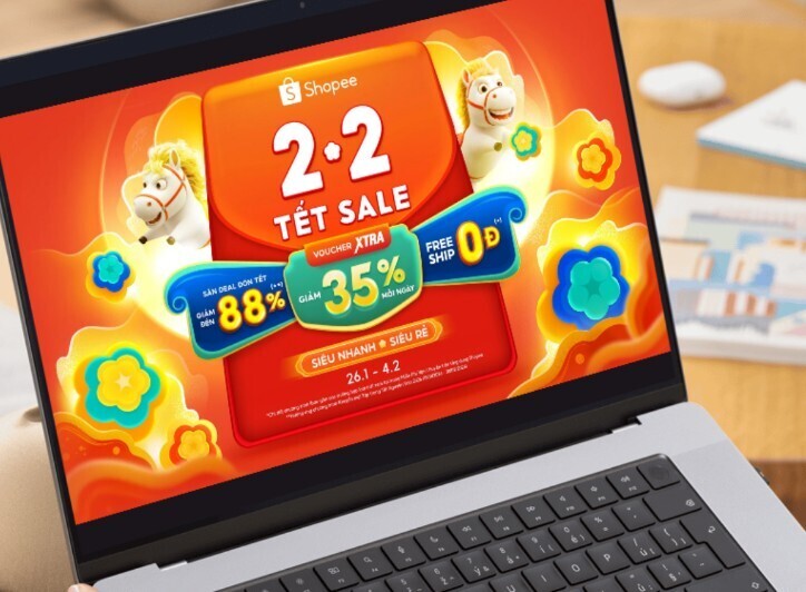 63% người tiêu dùng Việt lựa chọn các sàn thương mại điện tử để mua sắm Tết, tăng đáng kể so với mức 48% của năm 2024. Ảnh minh hoạ