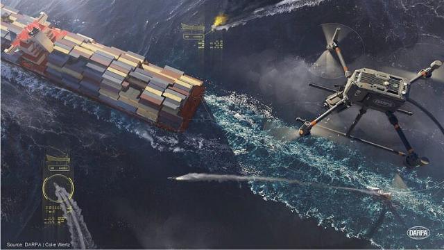 Mô hình hệ thống chống UAV dành cho các tàu thương mại của Raytheon. Ảnh: Defense News