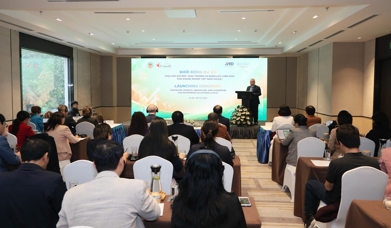 Lễ khởi động Dự án “Thúc đẩy đổi mới, tăng trưởng và nâng cao năng lực lãnh đạo cho doanh nghiệp Việt Nam” (AGILE). Ảnh: NH