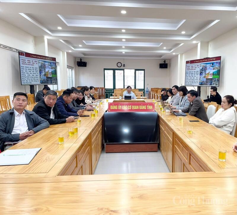 Lãnh đạo Đảng ủy khối các Cơ quan Đảng tỉnh Lâm Đồng lắng nghe triển khai Nghị quyết.