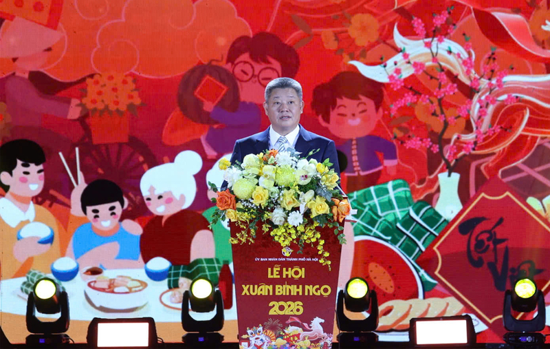 Ông Nguyễn Mạnh Quyền, Phó Chủ tịch UBND TP. Hà Nội phát biểu khai mạc sự kiện. Ảnh: Phú Lê