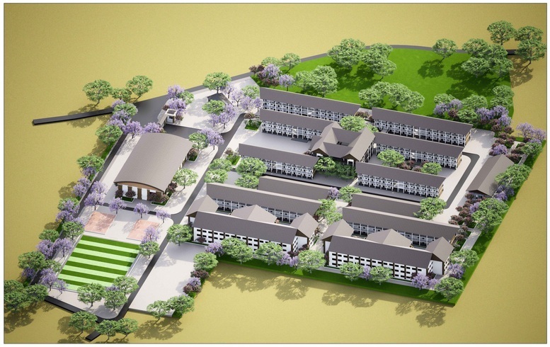 Thiết kế mẫu trường nội trú vùng biên mỗi trường từ 1.000 học sinh trở lên, khuôn viên trường có thể gồm một hoặc nhiều khu đảm bảo diện tích đất từ 5 - 10 ha. Ảnh: Báo Chính phủ