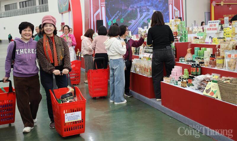 Người dân phấn khởi lựa chọn cho gia đình những sản phẩm phục vụ dịp tết Nguyên đán.