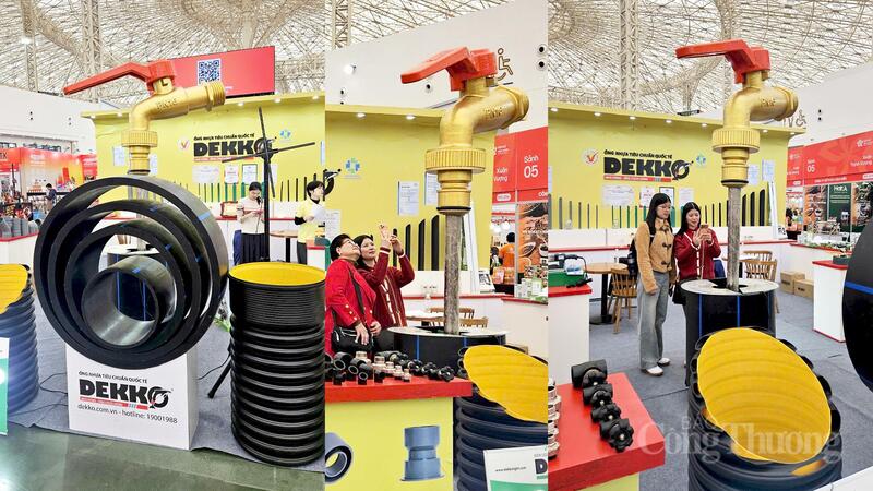 Đáng chú ý, vòi nước khổng lồ của DEKKO với kích thước vượt trội, truyền tải thông điệp về độ bền và quy mô sản xuất.