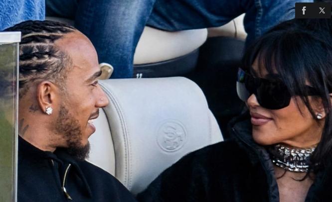 Lewis Hamilton và Kim Kardashian xem trận chung kết bóng bầu dục Mỹ trên sân Levi’s. Ảnh: Telegraph