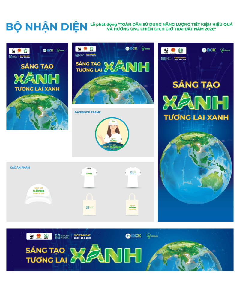 Hình ảnh Bộ nhận diện Lễ phát động toàn dân sử dụng năng lượng tiết kiệm hiệu quả và hưởng ứng Chiến dịch Giờ Trái đất năm 2026