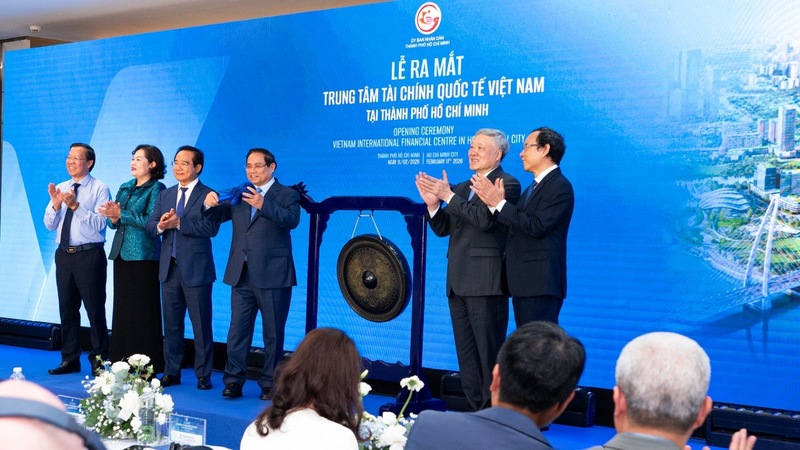 Lễ ra mắt Trung tâm Tài chính Quốc tế Việt Nam tại Tòa nhà Trung tâm Tài chính Quốc tế Việt Nam.