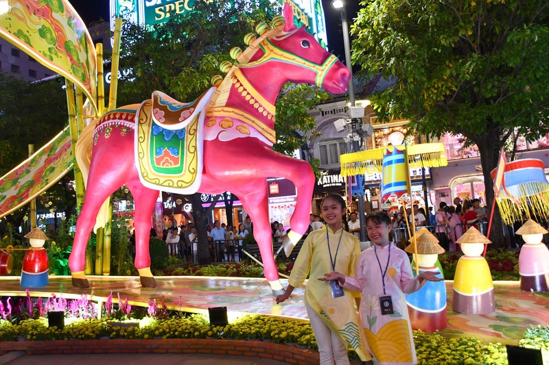 Chiêm ngưỡng đường hoa Nguyễn Huệ tết Bính Ngọ về đêm - 10