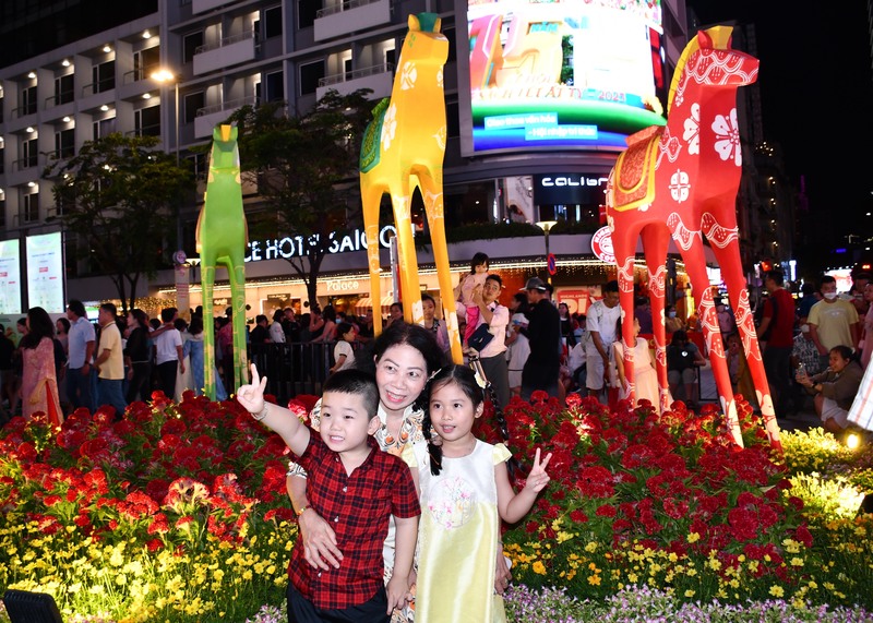 Chiêm ngưỡng đường hoa Nguyễn Huệ tết Bính Ngọ về đêm - 13