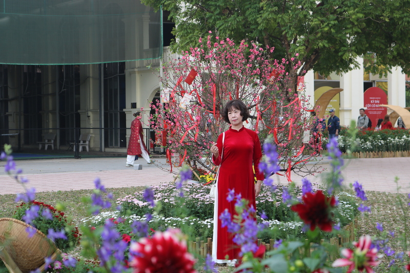 Du khách dạo bước, chụp ảnh lưu niệm giữa không gian xuân đặc sắc.