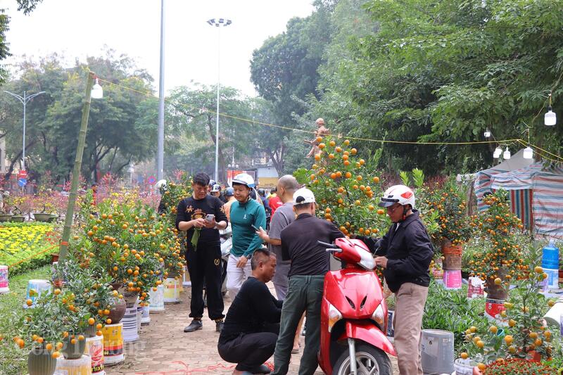 Không khí mua bán sôi động tại chợ hoa xuân. Ảnh: Thanh Tuấn