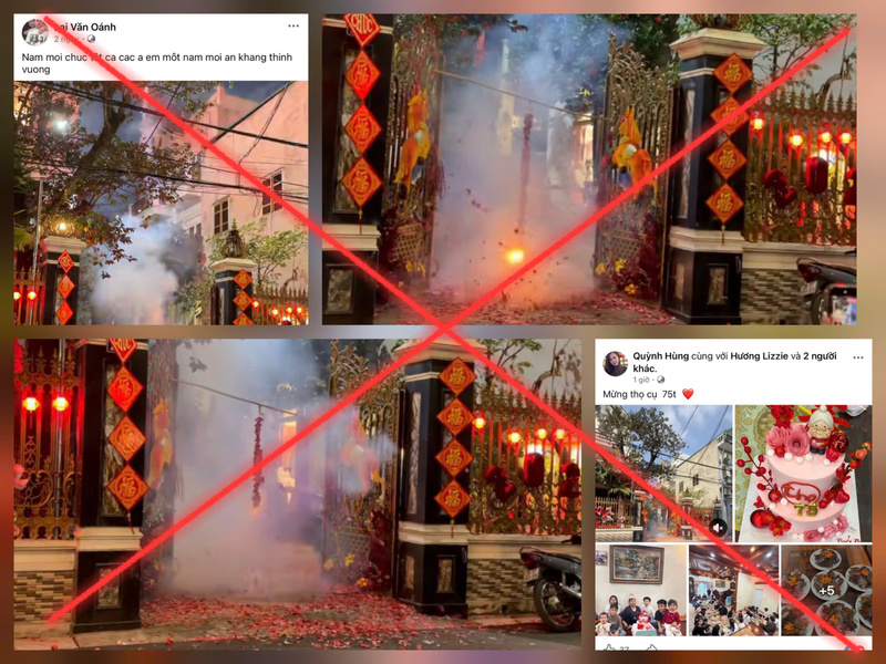 Hai tài khoản Facebook có tên Lại Văn Oánh và Quỳnh Hùng công khai nhiều video đốt pháo nổ trái phép tại một “dinh thự” ở xã Đại Xuyên, TP. Hà Nội (Ảnh chụp màn hình).