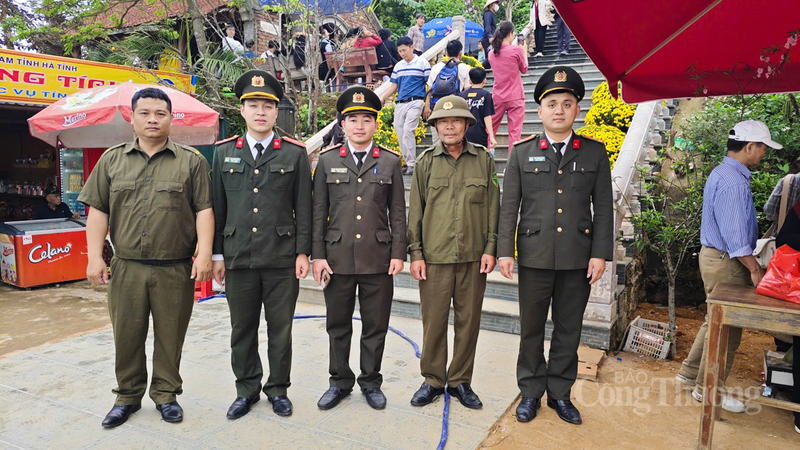 Công an xã Can Lộc huy động 100% lực lượng đảm bảo an ninh trật tự lễ khai hội chùa Hương Tích.