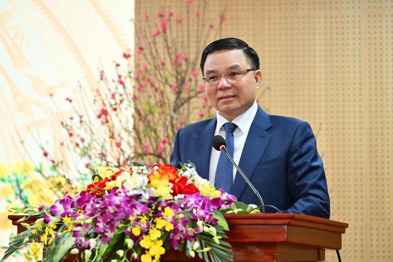 Quyền Bộ trưởng Bộ Công Thương Lê Mạnh Hùng gửi lời chúc mừng năm mới tới toàn thể cán bộ, công chức, viên chức và người lao động trong ngành. Ảnh: Cấn Dũng