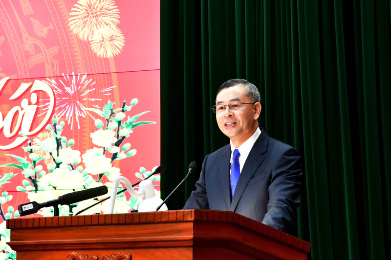 Tổng Kiểm toán Nhà nước Ngô Văn Tuấn phát biểu tại cuộc làm việc.