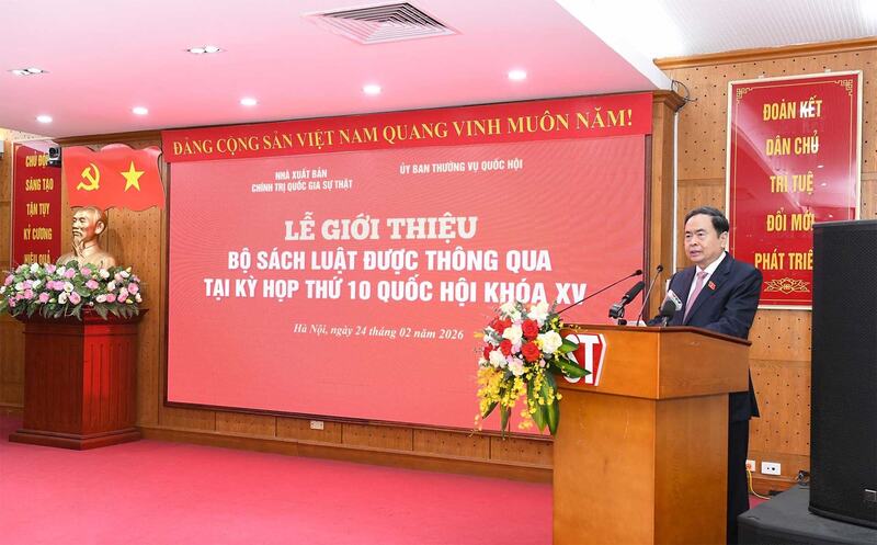 Chủ tịch Quốc hội Trần Thanh Mẫn phát biểu tại buổi lễ. Ảnh: Lâm Hiển