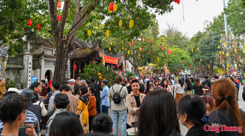 Du khách tấp nập đến Di tích Quốc gia đặc biệt Đền Đô cầu bình an.