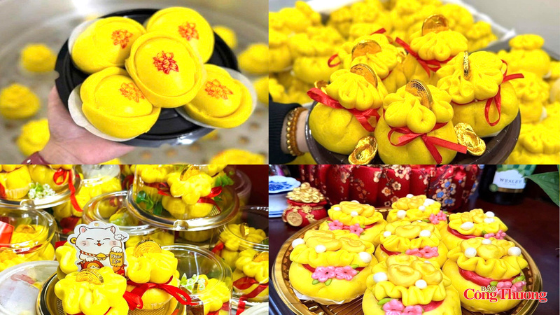 Bánh bao túi tiền, bánh thỏi vàng được tạo hình bắt mắt, mang ý nghĩa tài lộc đầu năm. Ảnh: Văn Khánh