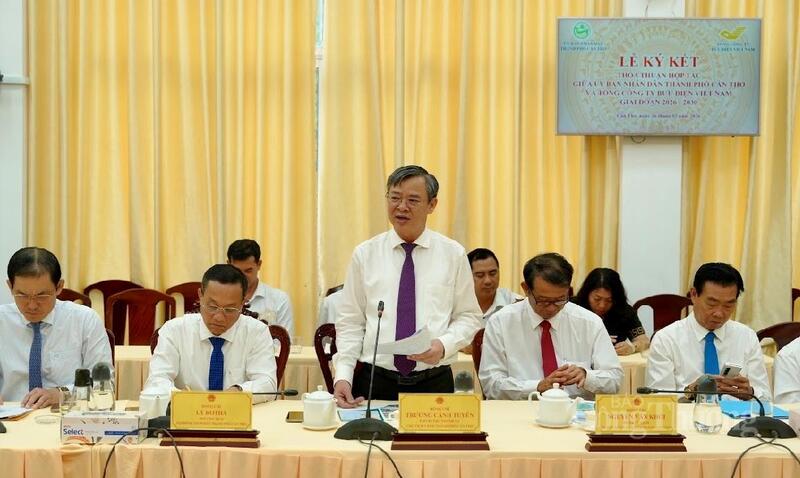 Ông Trương Cảnh Tuyên - Chủ tịch UBND TP. Cần Thơ phát biểu tại buổi lễ. Ảnh: Khánh Ngọc