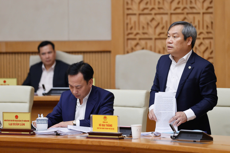 Chủ tịch UBND TP. Hà Nội Vũ Đại Thắng tại phiên họp chuyên đề xây dựng pháp luật tháng 2/2026 của Chính phủ.