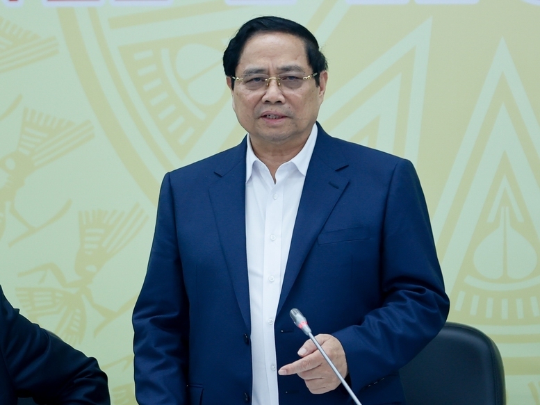 Thủ tướng hoan nghênh và cơ bản thống nhất với các nội dung báo cáo, ý kiến phát biểu nhằm thúc đẩy TP. Đà Nẵng tiếp tục phát triển mạnh mẽ - Ảnh: VGP/Nhật Bắc