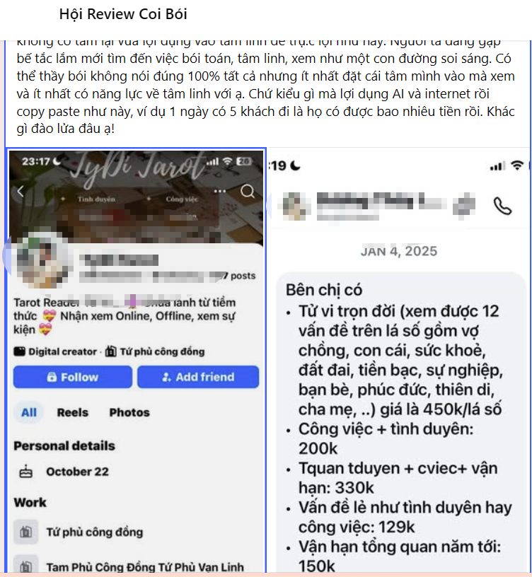 Đa dạng các hình thức xem bói nhằm lừa đảo. Ảnh: Bộ Công an