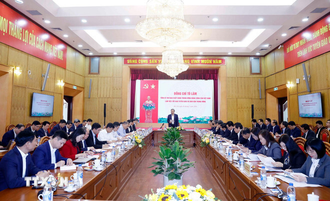 Tổng Bí thư Tô Lâm làm việc với Ban Tuyên giáo và Dân vận Trung ương. Ảnh: TTXVN