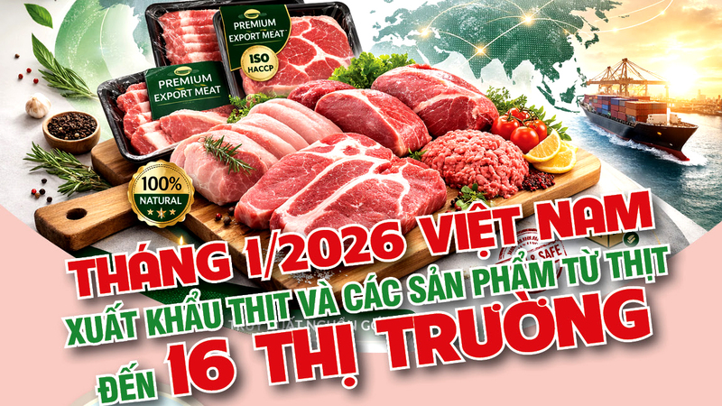 Xuất khẩu thịt và các sản phẩm thịt của Việt Nam tháng 1/2026