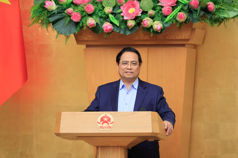 Thủ tướng Phạm Minh Chính phát biểu kết luận phiên họp Chính phủ thường kỳ tháng 2/2026. Ảnh: VGP/Nhật Bắc