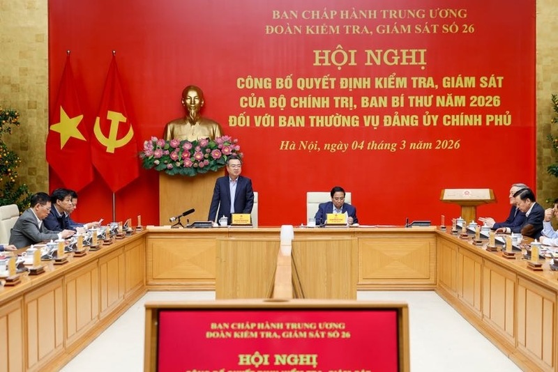 Đồng chí Nguyễn Thanh Nghị, Ủy viên Bộ Chính trị, Bí thư Trung ương Đảng, Trưởng Ban Chính sách, chiến lược Trung ương, Trưởng đoàn kiểm tra, giám sát, quán triệt nội dung kiểm tra, giám sát. Ảnh: VGP/Nhật Bắc