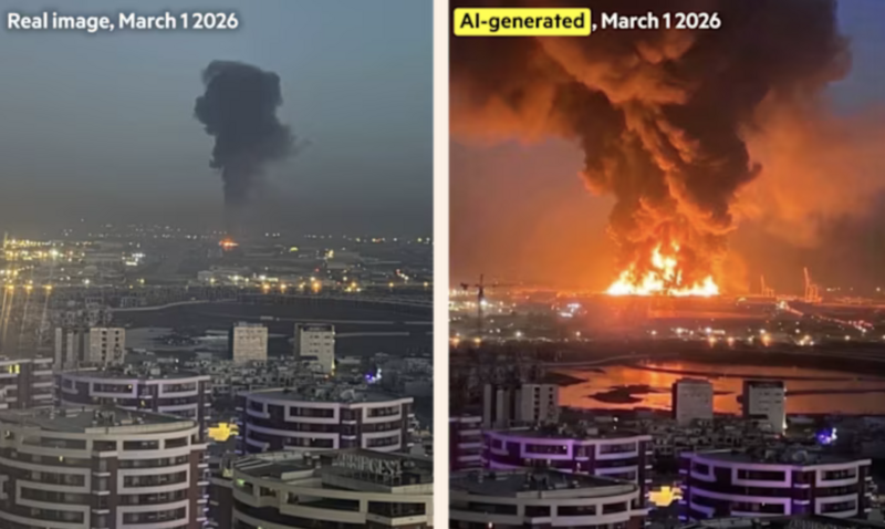 Financial Times phân biệt các hình ảnh thực (bên trái) và hình ảnh do AI tạo (bên phải). Ảnh: FT