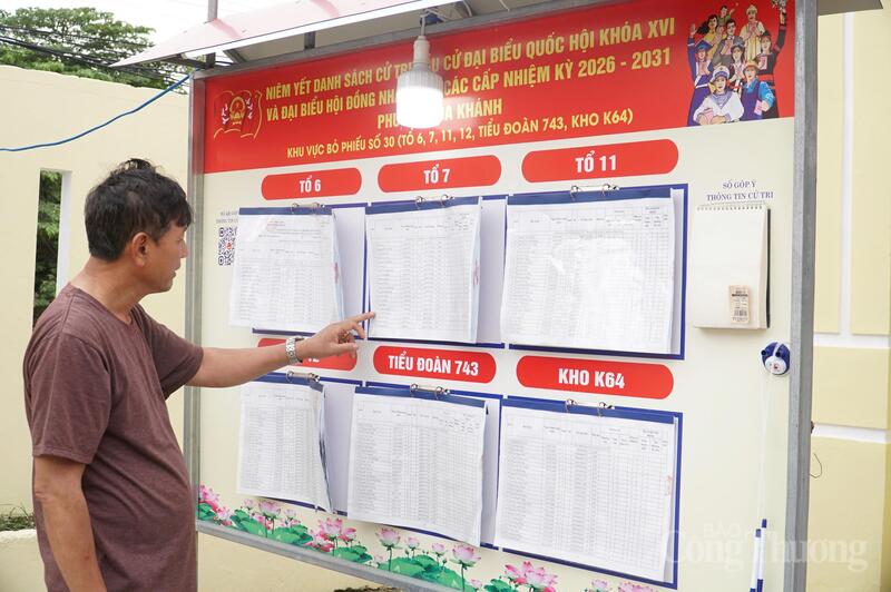 Tại các khu vực bỏ phiếu đã niêm yết công khai, đầy đủ, rõ ràng danh sách cử tri, danh sách ứng viên bầu đại biểu Quốc hội khóa XVI và danh sách các ứng viên bầu đại biểu HĐND thành phố, đại biểu HĐND phường Hòa Khánh nhiệm kỳ 2026 - 2031