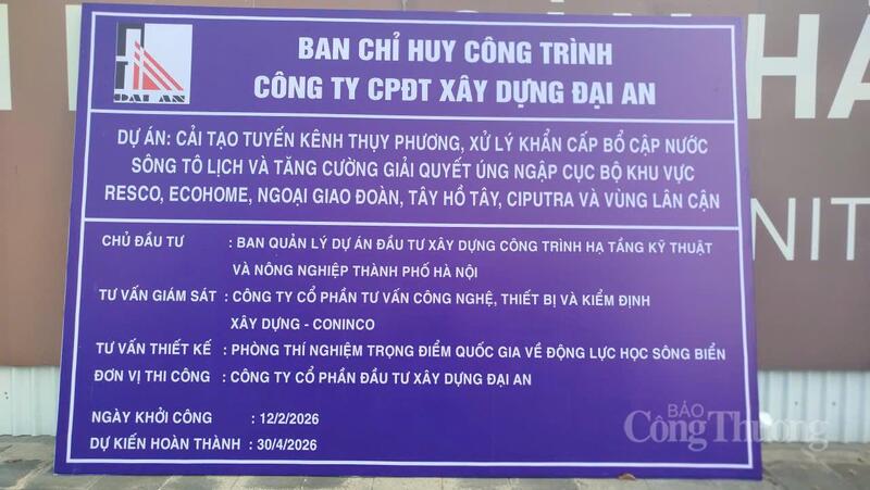 Dự án khẩn cấp cải tạo tuyến kênh Thụy Phương hiện đã đạt 35% khối lượng thi công toàn dự án.