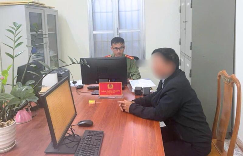 N.X.C tại cơ quan công an. Ảnh: Công an Hà Tĩnh