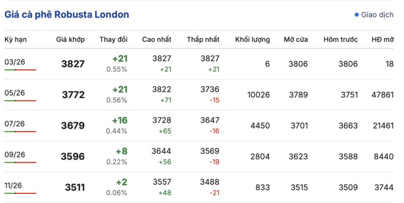 Giá cà phê hôm nay 7/3/2026: Đi ngang - 2